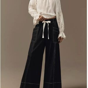 Anthropologie brand Maeve wide leg contrast stitch pants
